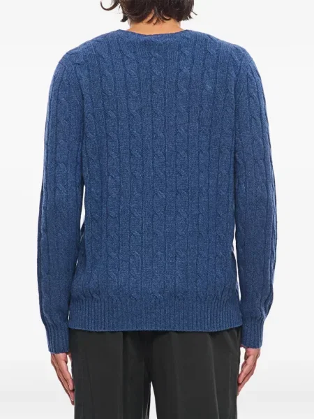 Πουλόβερ Polo Ralph Lauren με κουκούλα με στρογγυλή λαιμόκοψη μπλε