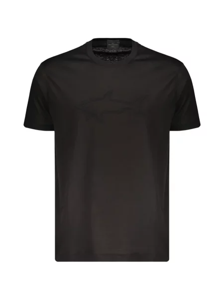 Tricou Paul & Shark cu broderie cu decolteu rotund negru