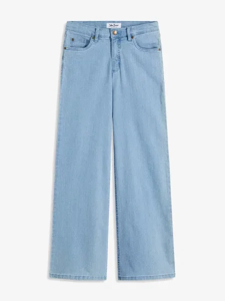 Jeansy ze stretchem wide leg mid waist niebieskie