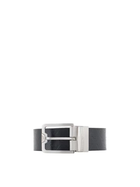 Pasek Emporio Armani skórzany z paskiem dwustronny niebieski