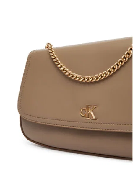 Calvin Klein Kabelka Ck Convertible Chain Medium Bag Béžová hnedá