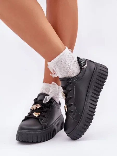 Superge Pe1 s cvetličnim vzorcem črna