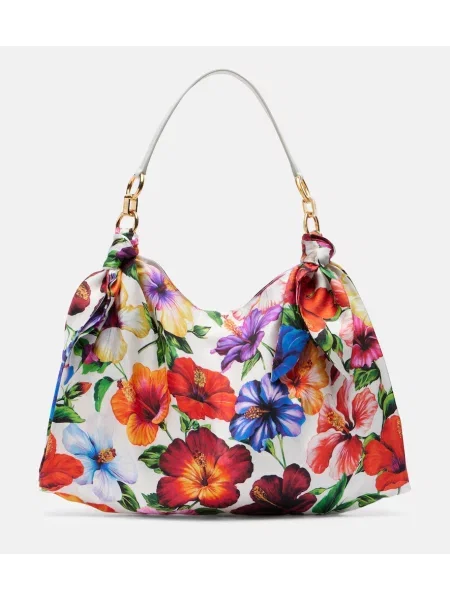 Geantă shopper Dolce&gabbana din satin cu model floral galben