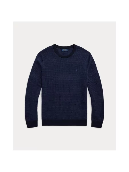 Sweter Ralph Lauren wełniany w pepitkę niebieski