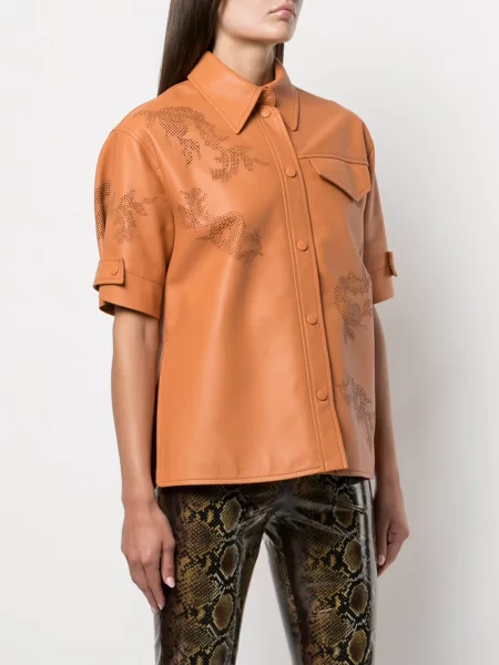 Koszula Rochas skórzana brązowa