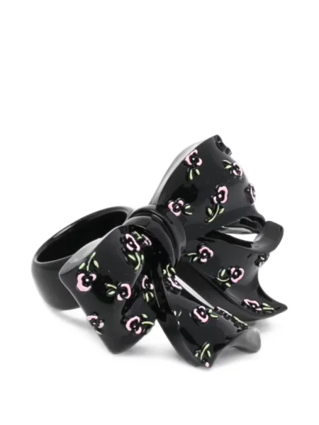 Inel Shushu/tong cu funde cu model floral negru