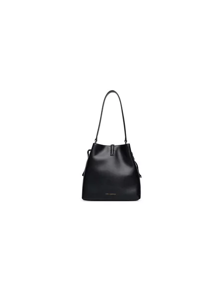 Bőr crossbody táska Karl Lagerfeld autogrammal fekete