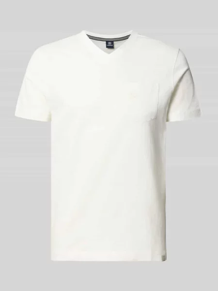 T-shirt z dekoltem w serek w kroju regular fit Lerros biała