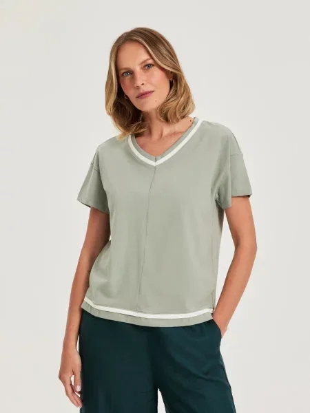 Bluza Moodo s V-izrezom bijela
