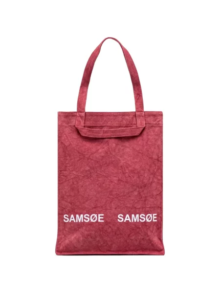 Geantă shopper Samsøe Samsøe cu autograf roșu
