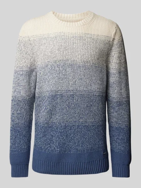 Sweter z dzianiny z okrągłym dekoltem Ragman niebieski
