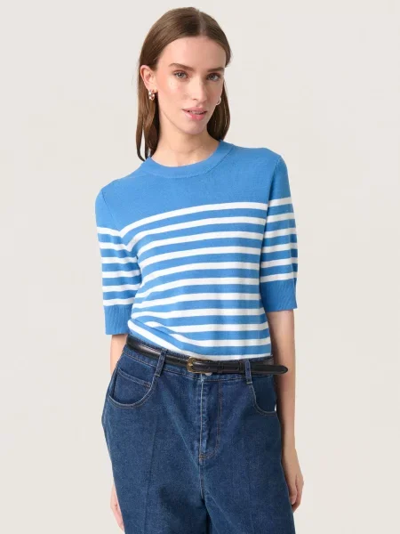 SOAKED IN LUXURY Pulover SLSpina azur / off-bela bela