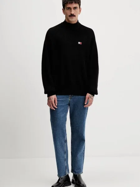 Tommy Jeans sweter z półgolfem czarny