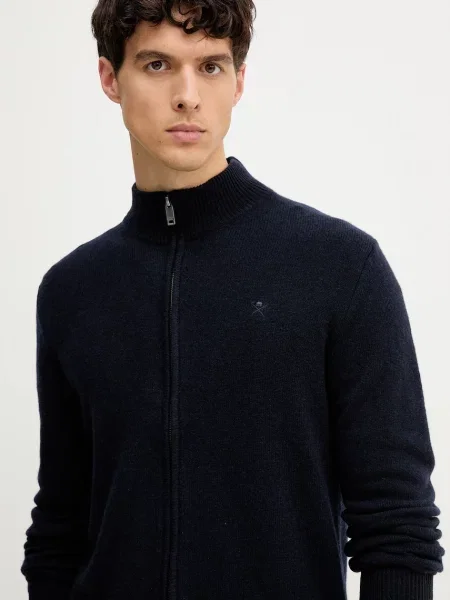 Шерстяной кардиган Hackett London синий