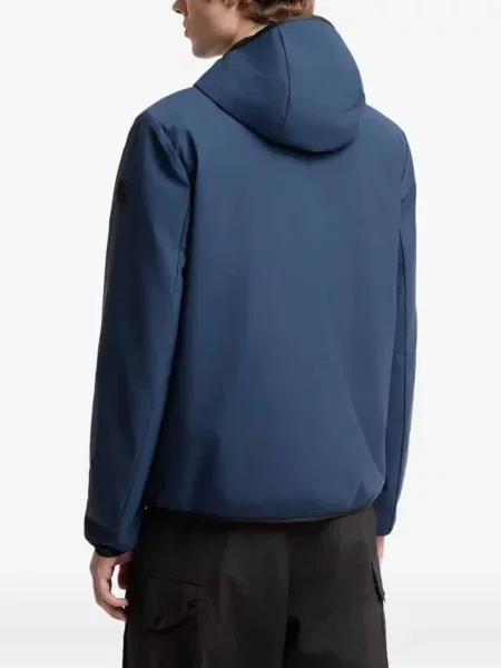 Geacă Moncler cu glugă cu autograf albastru