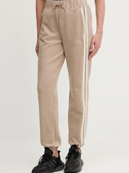 Спортен панталон с вълна Guess MURIEL с апликация бежово