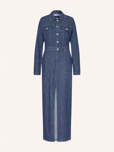 7 For All Mankind Džínové Šaty Utility Maxi Dress tmavě modrá