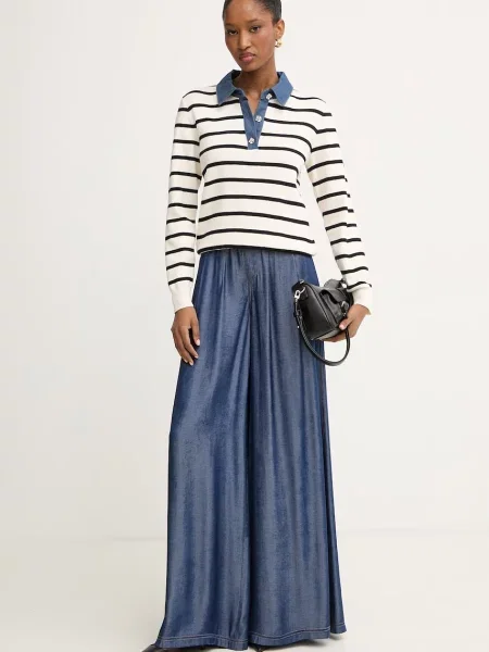 Morgan Pulover svetlo / moder denim / črna bež