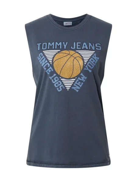 Tommy Jeans Top albastru fumuriu / albastru porumbel / maro alb