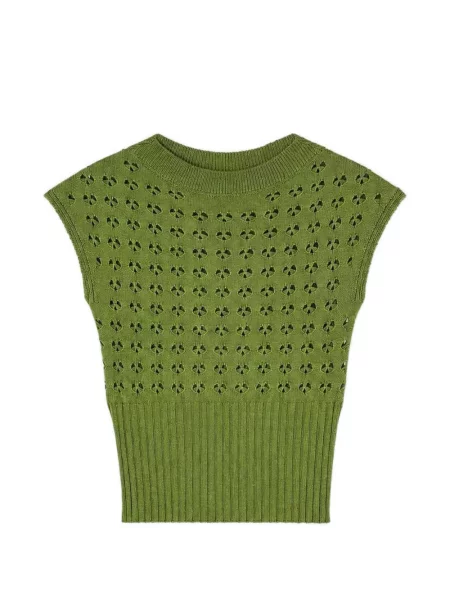 Top Retori tricotate ajurat verde