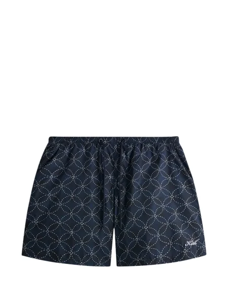 Slip de baie Kith cu imprimeu geometric albastru