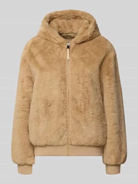 Kurtka ze sztucznego futra o kroju regular fit z kapturem S.oliver Red Label beżowa
