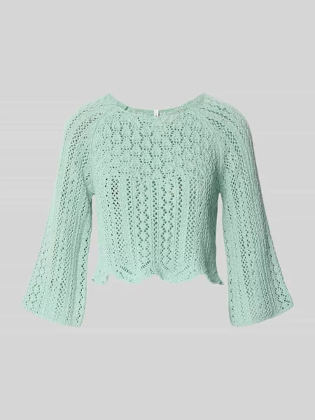 Sweter krótki o kroju z mieszanki bawełny model ‘NOLA’ Only zielony