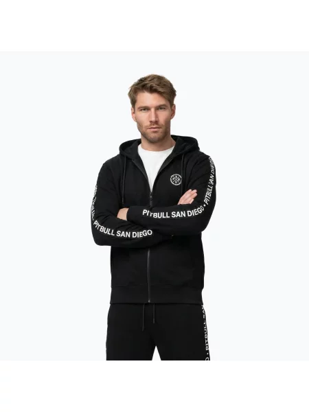 Férfi pulóver Pitbull Tape Parker Hooded Zip black. Méret: M fekete