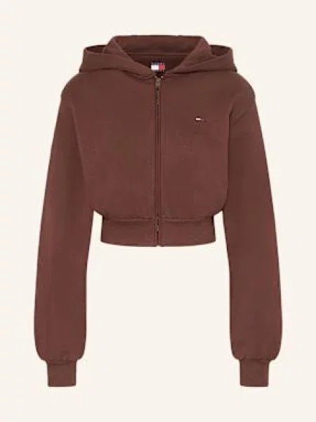 Tommy Jeans Krótka Bluza Rozpinana braun brązowa