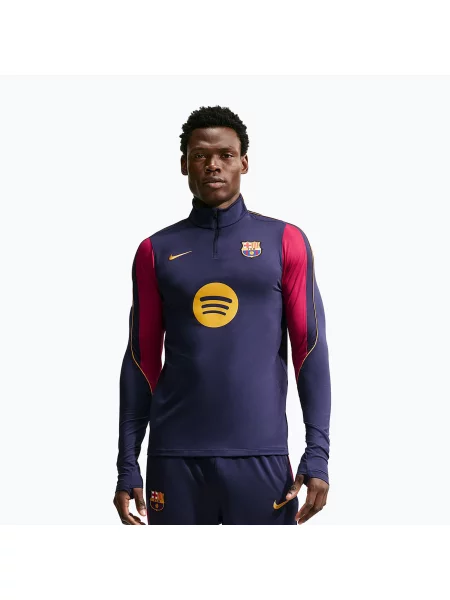 Мъжки футболен суитшърт Nike FC Barcelona Strike Soccer Drill Top blackened blue/mineral yellow синьо