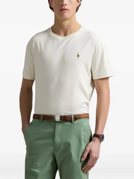 Дълго мрежеста тениска Polo Ralph Lauren с кръгло деколте зелено