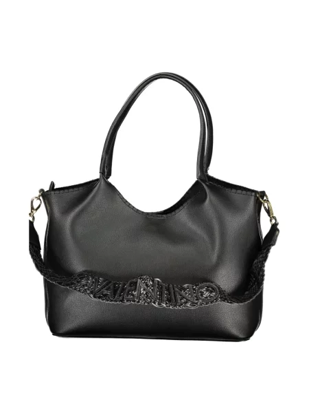 Lniana shopperka Valentino By Mario Valentino czarna