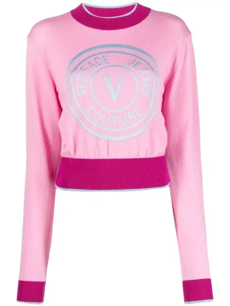 Pulover Versace Jeans Couture cu imagine roz