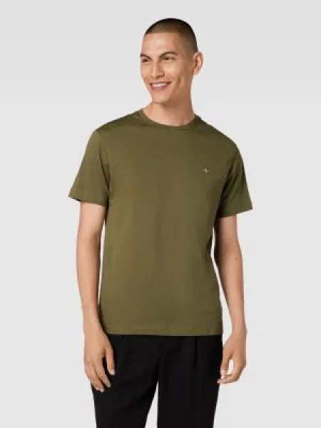T-shirt z bawełny z detalem z logo Gant