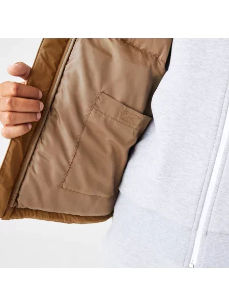 Lacoste Pikowana Wodoodporna Krótka Kurtka brązowa