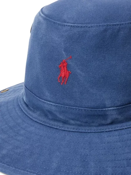 Ριγέ καμβάς κασκόλ Polo Ralph Lauren με κέντημα μπλε