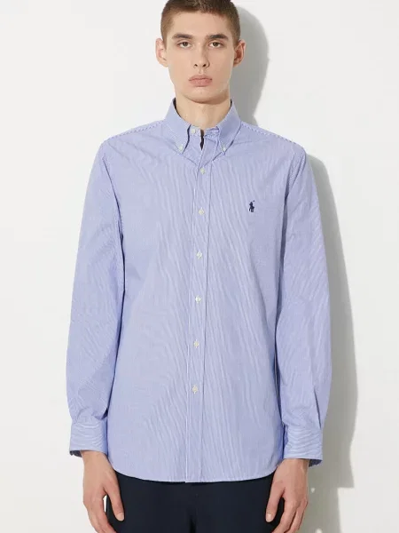 Koszula Polo Ralph Lauren popelinowa niebieska