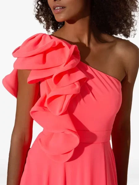 Rochie maxi Allure cu un umăr gol roz