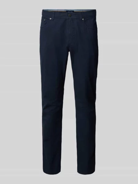 Spodnie materiałowe o kroju slim fit z dodatkiem bawełny ekologicznej i 5 Christian Berg Men granatowe
