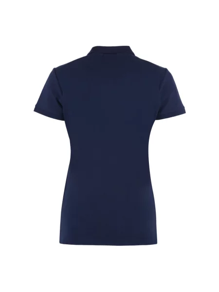 Koszulka polo Ralph Lauren z autografem ze stretchu z siateczki niebieska