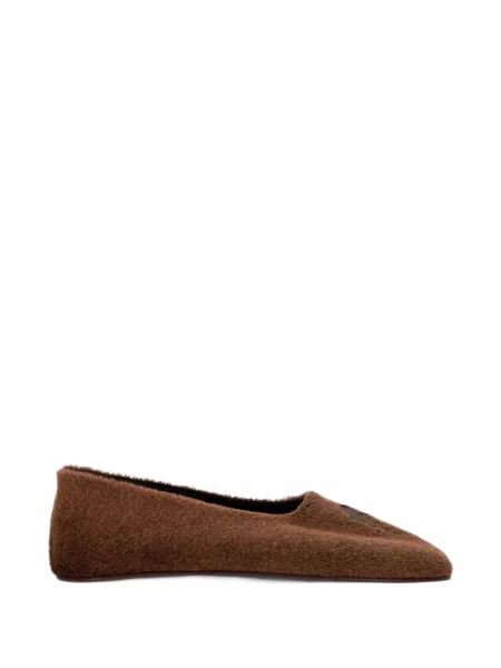 Balerini The Erose cu broderie din piele de oaie roz