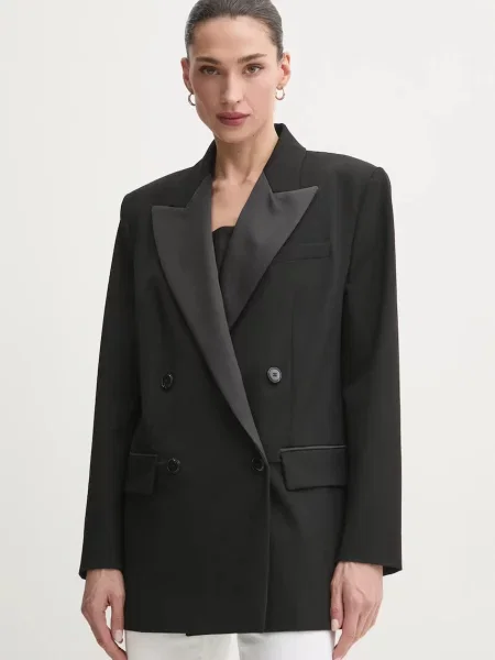MAX&Co. sacou cu doua randuri de neted negru