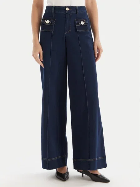 Fracomina Τζιν Σκούρο Wide Leg μπλε