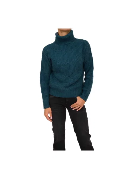 Sweter z golfem Guess wełniany do golfa niebieski
