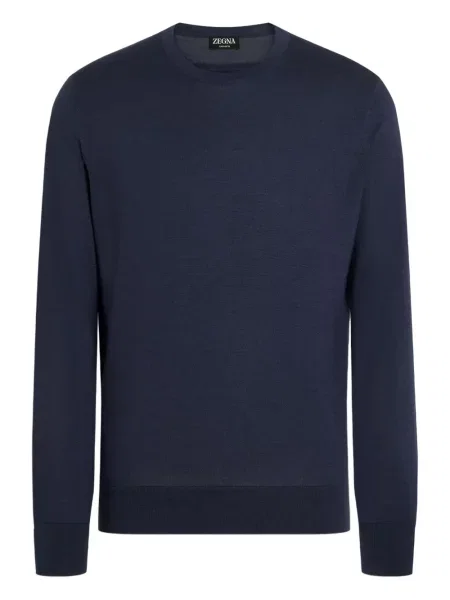 Pulover Zegna cu decolteu rotund albastru