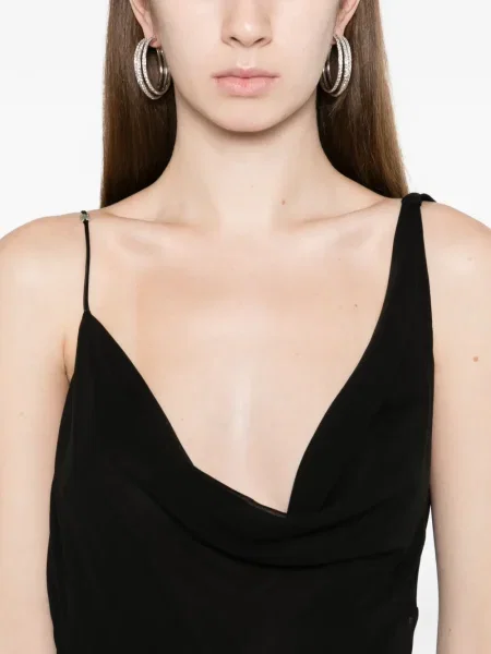 Rochie maxi Amiri cu crăpătură de costum negru