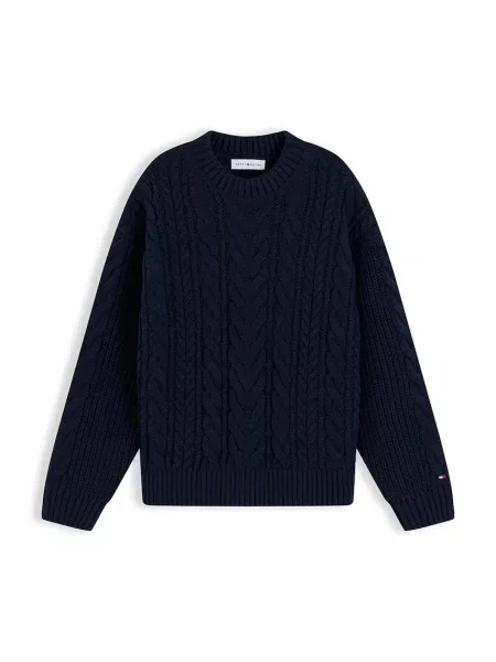 Tommy Hilfiger pulover za djecu s pamukom plava