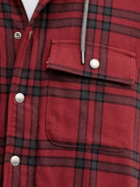 Geacă cu puf Levi's® cu glugă de flanelă albastru