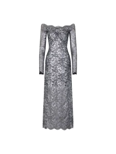 Długa sukienka maxi Rabanne elegancka koronkowa szara