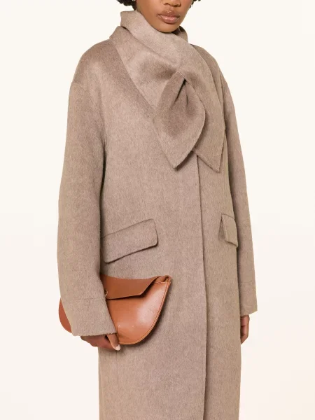 Claudie Pierlot Płaszcz Wełniany Z Odpinanym Kołnierzem beige beżowy